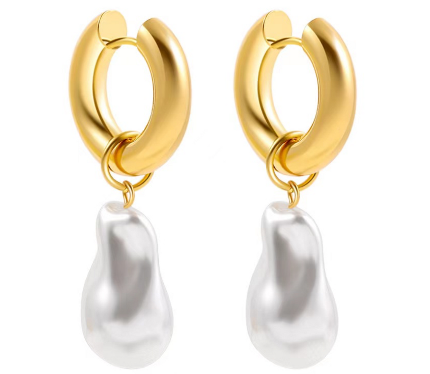 Pearl Dangling Hoop Earrings
