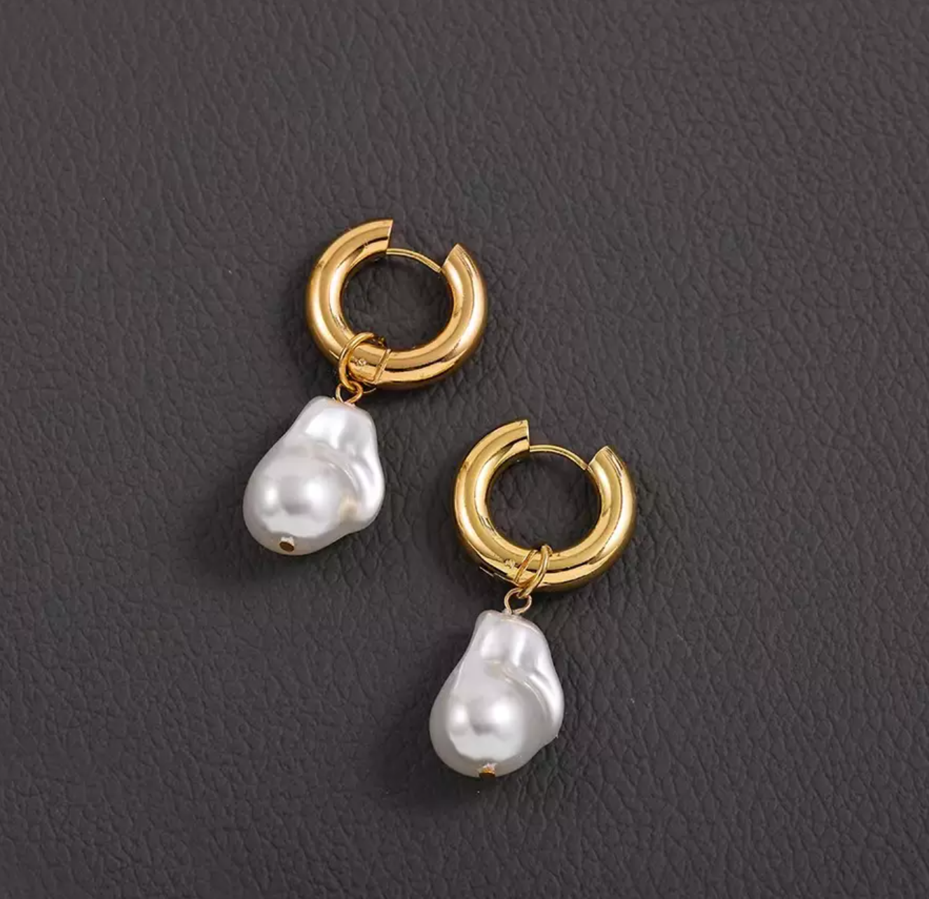 Pearl Dangling Hoop Earrings