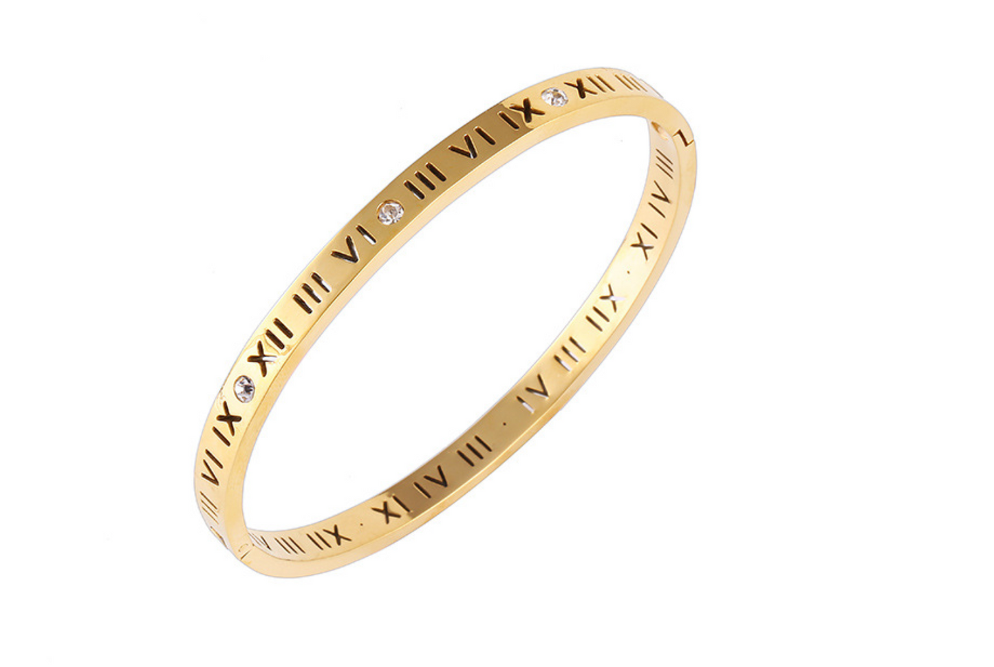 Roman number Engraved Gold Bracelet/Bangle
